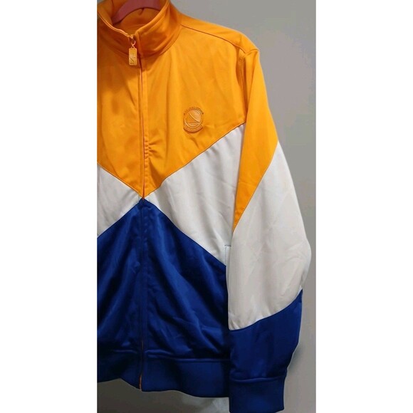 Golden State Warriors Jacket XL UNK NBA Full Zip Colorblock Blue Yellow Retro - Picture 4 of 14